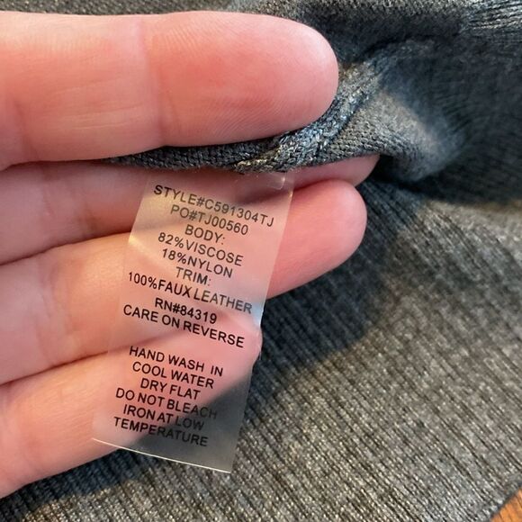 Cyrus Gray Faux Leather Shoulder Detail Sweater - Picture 5 of 5